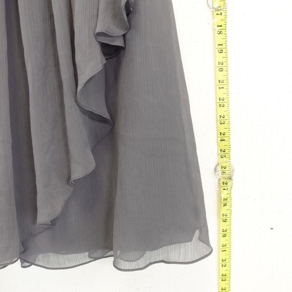 Gray Bridesmaid Mini Dress 6 SMALL Sweetheart Ruched Pleated DAVIDS BRIDAL - Picture 5 of 7